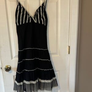 Morbid Threads Black Dress with White Lace Accents